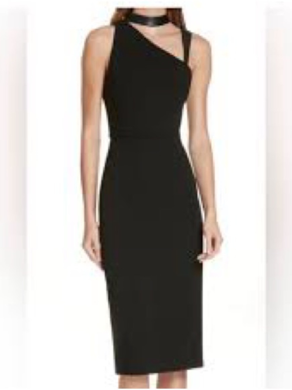 Alice + Olivia Black One-Shoulder Sheath Dress with Asymmetric Strap